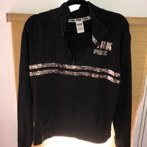 Black and gold sequin quarter zip